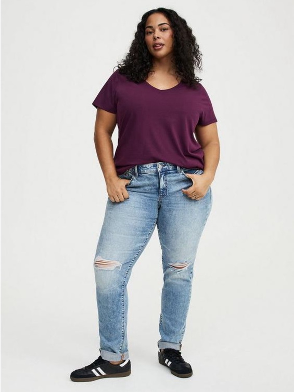 Torrid Girlfriend Signature Jersey V-Neck Tee Classic Fit 2X Maroon Red T-shirt